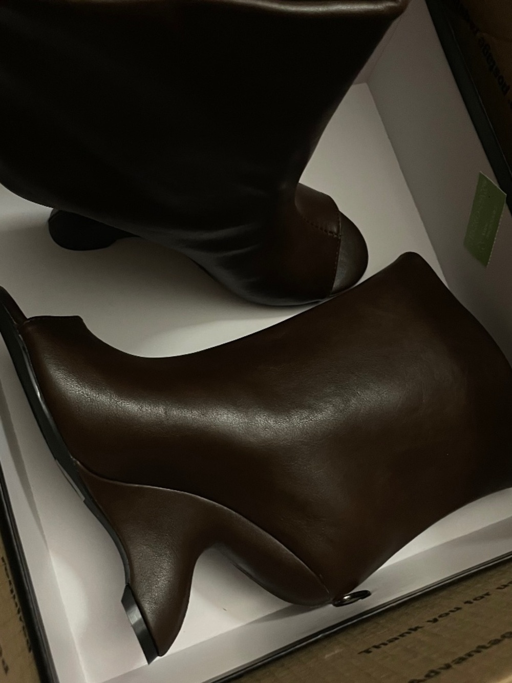 AKIRA AZALEA WANG FAOI BROWN INVERTED WEDGE OPEN-TOE BOOTIE Size 6